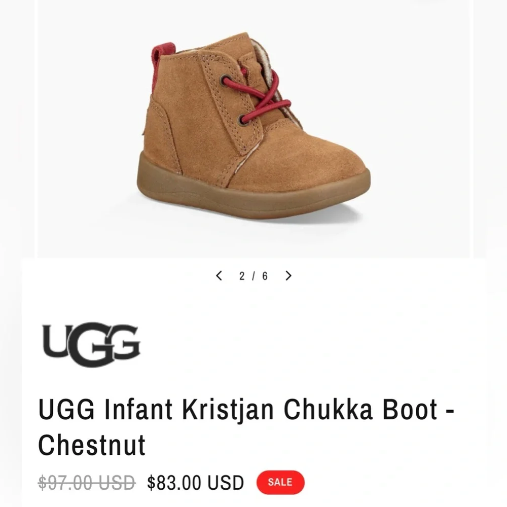 UGG Infant Chukka Boot - Chestnut and Red - Picture 3 of 6